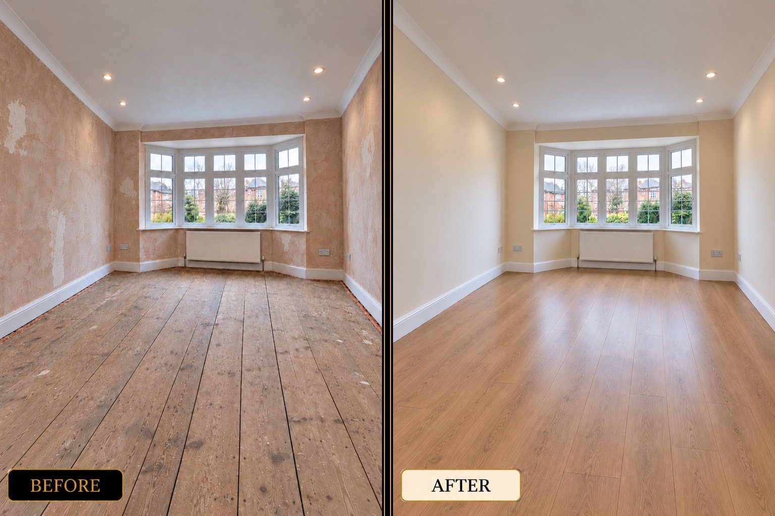 Room flooring renovation before and after — West London