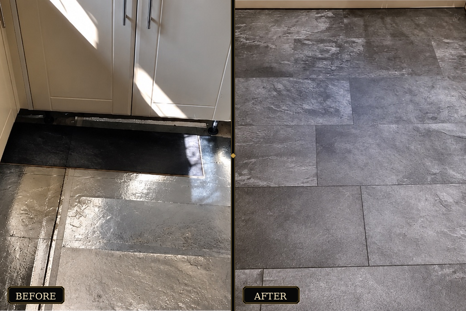 Kitchen floor renovation before and after — West London