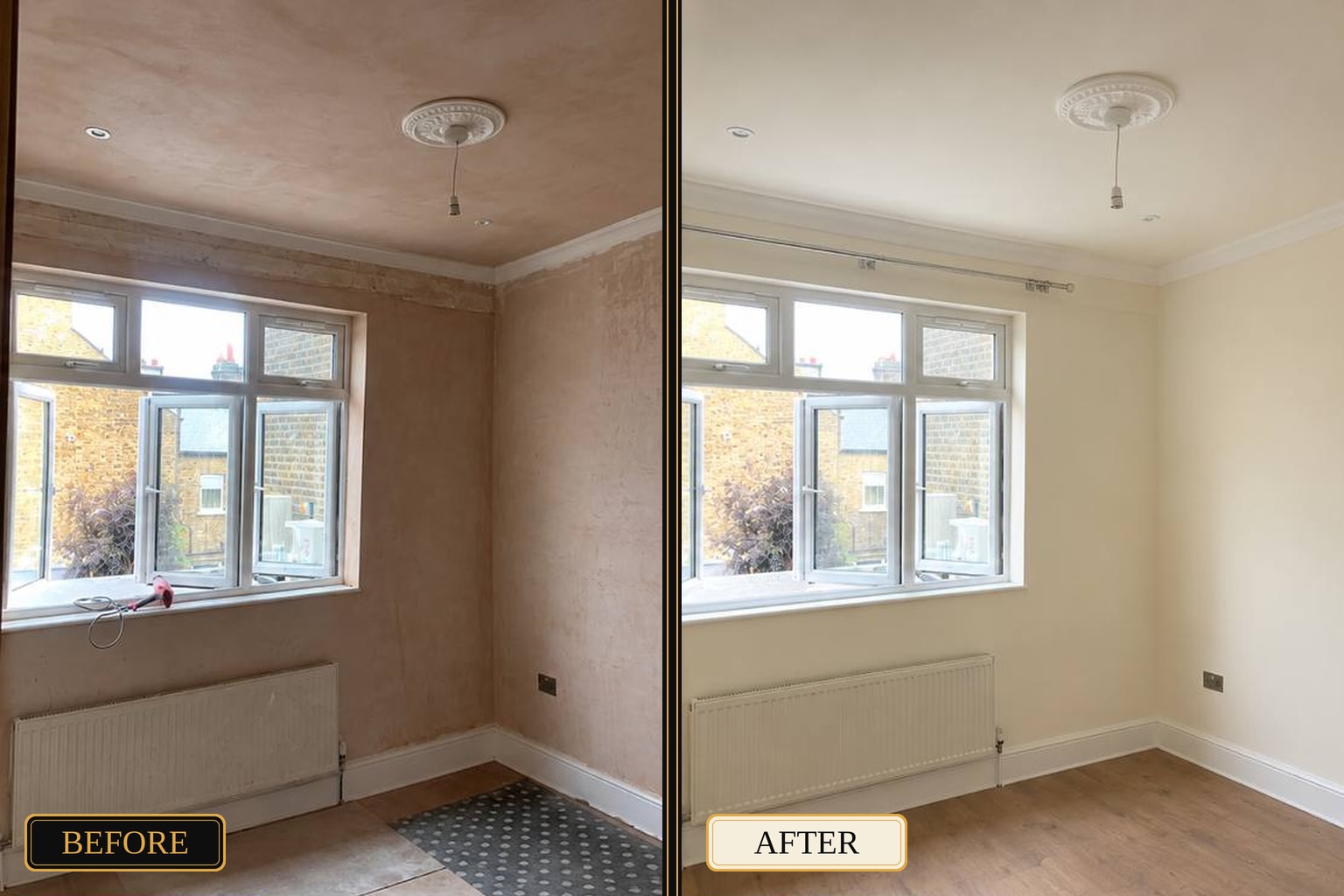 Room plastering and painting before and after — West London