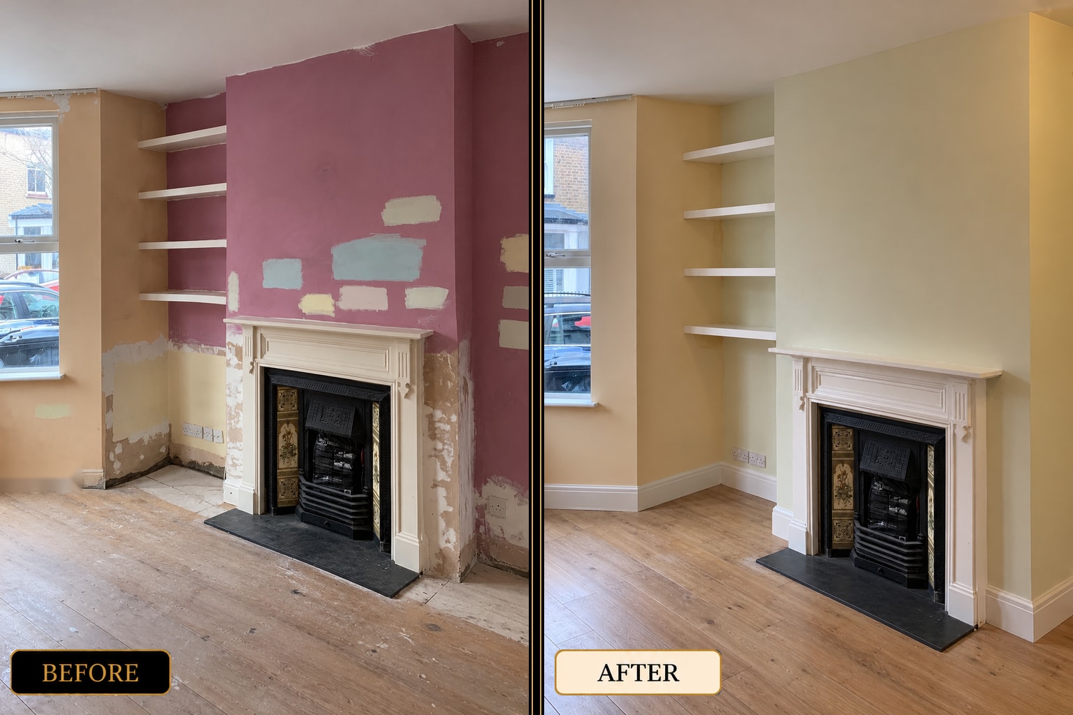 Room painting before and after — West London