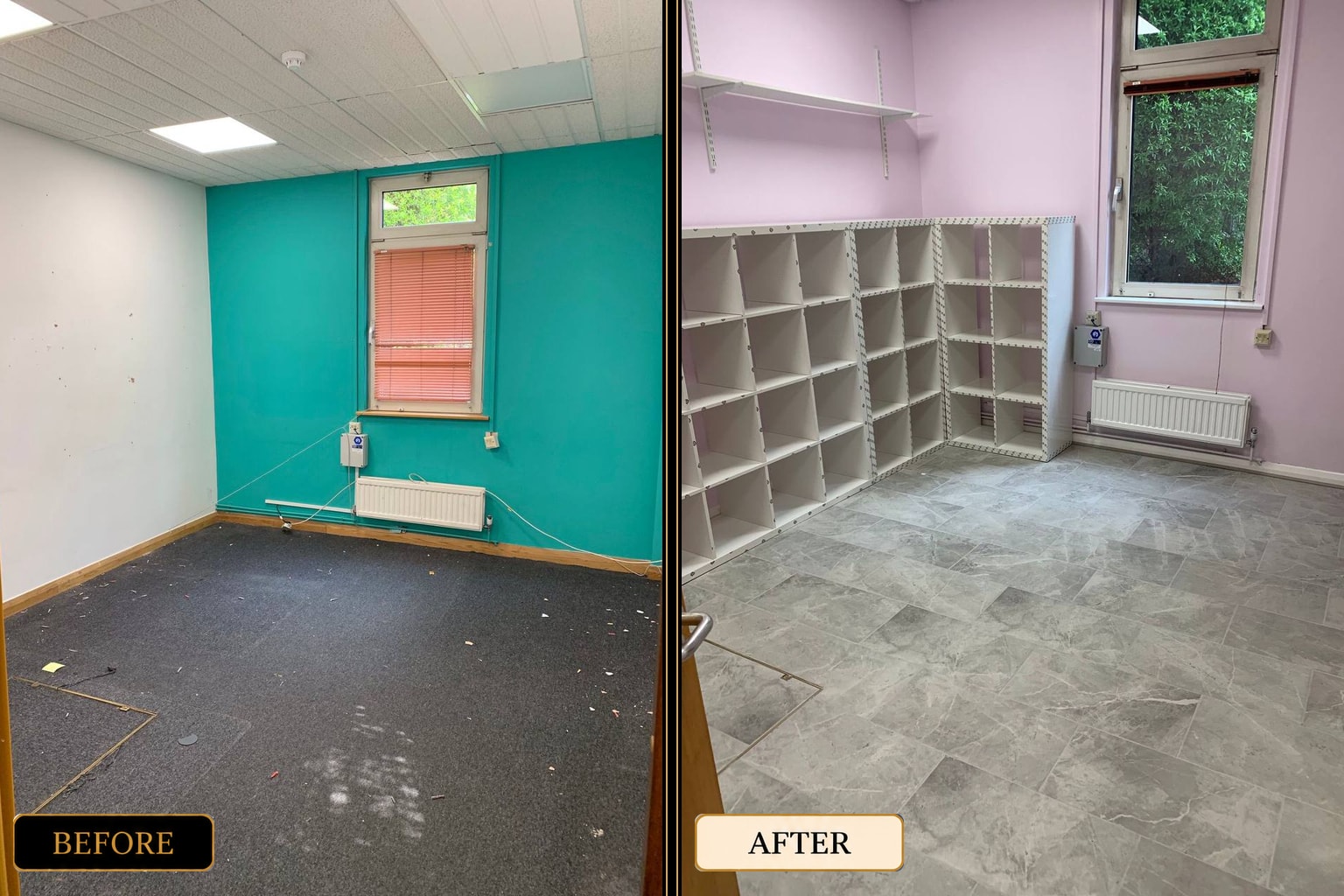 Room transformation before and after — West London