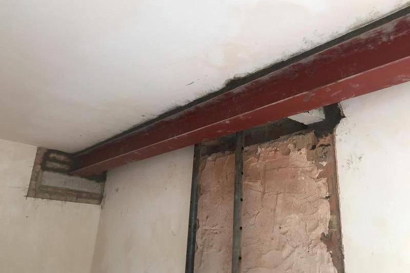 Structural steel beam installation — West London