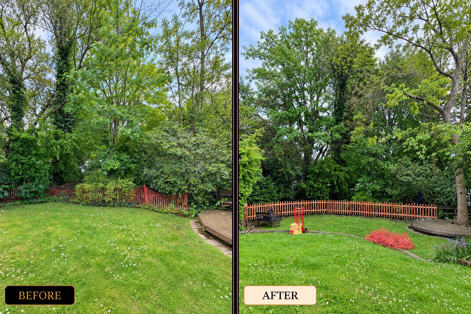 Old fence removal and new fence installation before and after — West London