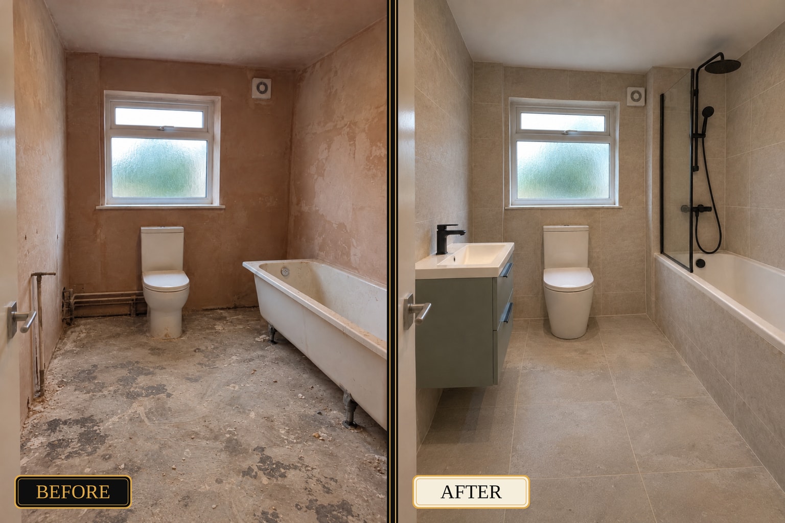 Full bathroom renovation before and after — West London